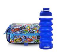 office box - Pack Vuelta al Cole: Estuche Triple + Botella de Silicona Plegable BWater - Lavable y Resistente para durar Todo el Curso por un Precio único. (UFO+Bwater)