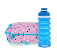 office box - Pack Vuelta al Cole: Estuche Triple + Botella de Silicona Plegable BWater - Lavable y Resistente para durar Todo el Curso por un Precio único. (Eyes+Bwater)