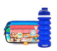 office box - Pack Vuelta al Cole: Estuche Triple + Botella de Silicona Plegable BWater - Lavable y Resistente para durar Todo el Curso por un Precio único. (Sunset Beach+Bwater)