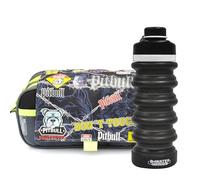 office box - Pack Vuelta al Cole: Estuche Triple + Botella de Silicona Plegable BWater - Lavable y Resistente para durar Todo el Curso por un Precio único. (Pitbull+Bwater)