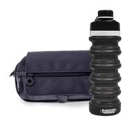 office box - Pack Vuelta al Cole: Estuche Triple “el Original” + Botella de Silicona Plegable BWater - Lavable y Resistente para durar Todo el Curso por un Precio único. (Negro + BWater)