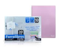 Office Box - Pack Vuelta al Cole: Forra Libros Express -El Único Completo- Identificador y 3 Tarjetas incluidas y 100% Ecológico,Fácil y Rápido. Tu libro forrado en 15 Seg. (30 cm) + Cuaderno Flexi A4