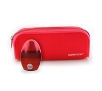 office box - Pack Vuelta al Cole: Porta Todo Estuche Rectangular de Silicona de Gran Resistencia y Lavable con Cremallera + Sacapuntas con Goma by Colorline (Rojo + Sacapuntas)