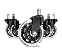 Office Chair Wheels Replacement, PU Silent Glide Casters 5PCS, 3INCH Diameter Universal Fit for Gaming Chairs, TV Rack, Loudspeaker Box, Camera Moving Frame, Non - Marking Floor Pr