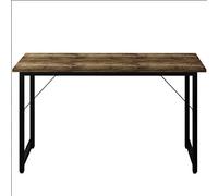 Office Desk Computer Table A Simple Industrial Style Computer Desk Home Office Writing Desk Black Metal Frame Charcoal Wood Color Study Desk with Storage