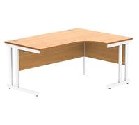 Office Hippo Essentials - Escritorios de Esquina Derecha, Escritorio para computadora, Escritorio de Oficina para Lugar de Trabajo o hogar, Escritorio Radial con gestión de Puertos de Cable, Marco