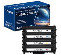 Office Ink Toner Reemplazo para HP 312A/312X CF380X CF381A CF382A CF383A Cartucho de tóner Compatible para HP Laserjet Pro Color MFP M476dn M476dw M476nw (1BK 1C 1M 1Y) 4 Piezas
