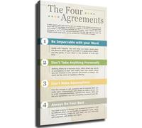 Office Motivational Poster - Four Life Agreements Canvas Art - Wall Decor for Study, Home Office, and Living Room(Framed,08x12inch(20x30cm))