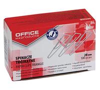 OFFICE PRODUCTS 18082825-19 Clips de metal triangulares plateados / 28 mm - 1000 unidades (10 x 100) / niquelados/paquete de papel en práctica caja de almacenamiento/clips de papel