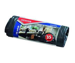 Office Products 22021218-05 - Bolsas de Basura de Polietileno de Alta Densidad (35 L, 15 Unidades), Color Negro, Grosor de la lámina: 18 µm