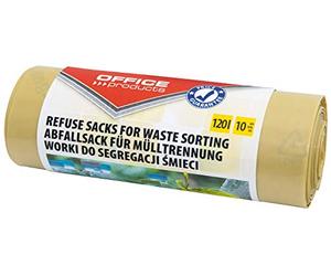 Office Products 22025232-06 - Bolsas de basura de 120L para reciclaje, plástico resistente al desgarro (LDPE), color: amarillo, paquete de 10