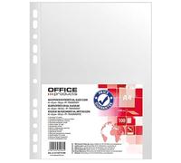 OFFICE PRODUCTS Fundas transparentes para folletos, A4, 100 unidades, apertura superior, fundas transparentes de plástico perforadas, transparente de 60 micras, borde reforzado