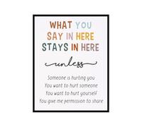 Office Wall-Art Decor What You Say Stays In Here Safe Space Canvas Print For Counselors Psychologists Social Workers Counseling Rooms Classrooms Wellness Spaces