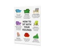 Office Wall-Art, “Sit with Your Feelings” Mindfulness Poster for Counseling Office, Calming Corner, Therapist Gift(Framed,16x24inch(40x60cm))