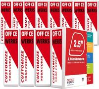 Office Werks - Carpeta profesional de 3 anillos, 2.5 pulgadas, 12 carpetas de presentación para páginas estándar de 8.5 x 11 pulgadas con bolsillos, color blanco transparente (paquete de 12)