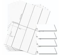 OfficeGear Tarjetas de tienda de campaña de 4 en adelante (25 hojas, 100 tarjetas) de 52 x 148 mm, perforadas, imprimibles, plegables, tarjetas de nombre, 170 g/m², para conferencias, exposiciones,