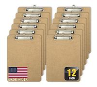 Officemate Portapapeles de madera tamaño carta, clip de perfil bajo, paquete de 12 portapapeles, marrón (83812)