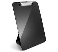 Officemate Portapapeles de plástico reciclado con caballete trasero, tablero plegable ligero y portátil para la escuela, oficina, hogar, restaurante, negro (83039)