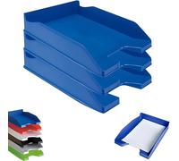 Officepaper - 3 Bandejas Oficina apilables para Documentos y Folios - Bandeja apilable para Oficina y Escritorio - Bandejas de Oficina para Folios A4 y Documentos - Color Azul