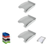 Officepaper - Bandejas Oficina apilables, Organizador de Documentos, 3 bandejas de Oficina Color Gris