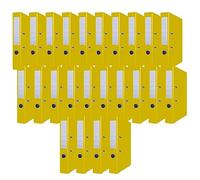 OFFICER PRODUCTS Paquete de 24 Archivadores DIN A4/50 mm/5 cm/Amarillo/Cartón/Cubierta de plástico PP/Carpetas ranuradas/Carpetas de oficina/Carpetas de cartón/Protectores de bordes metálicos