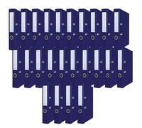 OFFICER PRODUCTS Paquete de 24 Archivadores DIN A4/50 mm/5 cm/Azul oscuro/Cartón/Cubierta de plástico PP/Carpetas ranuradas/Carpetas de oficina/Carpetas de cartón/Protectores de bordes metálicos