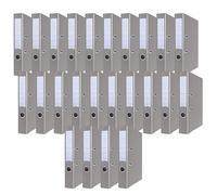 OFFICER PRODUCTS Paquete de 24 Archivadores DIN A4/50 mm/5 cm/Gris/Cartón/Cubierta de plástico PP/Carpetas ranuradas/Carpetas de oficina/Carpetas de cartón/Protectores de bordes metálicos