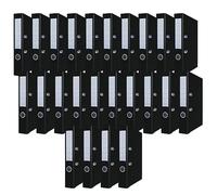 OFFICER PRODUCTS Paquete de 24 Archivadores DIN A4/50 mm/5 cm/Negro/Cartón/Cubierta de plástico PP/Carpetas ranuradas/Carpetas de oficina/Carpetas de cartón/Protectores de bordes metálicos
