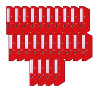 OFFICER PRODUCTS Paquete de 24 Archivadores DIN A4/50 mm/5 cm/Rojo/Cartón/Cubierta de plástico PP/Carpetas ranuradas/Carpetas de oficina/Carpetas de cartón/Protectores de bordes metálicos