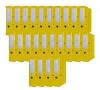 OFFICER PRODUCTS Paquete de 24 Archivadores DIN A4/75 mm/7,5 cm/Amarillo/Cartón/Cubierta de plástico PP/Carpetas ranuradas/Carpetas de oficina/Carpetas de cartón/Protectores de bordes metálicos