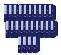 OFFICER PRODUCTS Paquete de 24 Archivadores DIN A4/75 mm/7,5 cm/Azul oscuro/Cartón/Cubierta de plástico PP/Carpetas ranuradas/Carpetas de oficina/Carpetas de cartón/Protectores de bordes metálicos