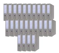 OFFICER PRODUCTS Paquete de 24 Archivadores DIN A4/75 mm/7,5 cm/Gris/Cartón/Cubierta de plástico PP/Carpetas ranuradas/Carpetas de oficina/Carpetas de cartón/Protectores de bordes metálicos