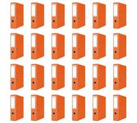 OFFICER PRODUCTS Paquete de 24 Archivadores DIN A4/75 mm/7,5 cm/Naranja/Cartón/Cubierta de plástico PP/Carpetas ranuradas/Carpetas de oficina/Carpetas de cartón/Protectores de bordes metálicos