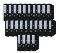 OFFICER PRODUCTS Paquete de 24 Archivadores DIN A4/75 mm/7,5 cm/Negro/Cartón/Cubierta de plástico PP/Carpetas ranuradas/Carpetas de oficina/Carpetas de cartón/Protectores de bordes metálicos