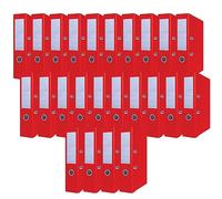 OFFICER PRODUCTS Paquete de 24 Archivadores DIN A4/75 mm/7,5 cm/Rojo/Cartón/Cubierta de plástico PP/Carpetas ranuradas/Carpetas de oficina/Carpetas de cartón/Protectores de bordes metálicos