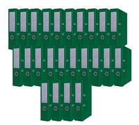 OFFICER PRODUCTS Paquete de 24 Archivadores DIN A4/75 mm/7,5 cm/Verde/Cartón/Cubierta de plástico PP/Carpetas ranuradas/Carpetas de oficina/Carpetas de cartón/Protectores de bordes metálicos