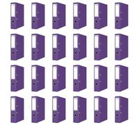 OFFICER PRODUCTS Paquete de 24 Archivadores DIN A4/75 mm/7,5 cm/Violeta/Cartón/Cubierta de plástico PP/Carpetas ranuradas/Carpetas de oficina/Carpetas de cartón/Protectores de bordes metálicos