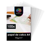 OfficeTree 100x Papel Cebolla para Calcar 90g/m² - Papel Vegetal A4 - Papel Cebolla A4 para Imprimir - Papel Calco Transparente - Tracing Paper - Papel Cebolla o Vegetal - Papel Calco Dibujos