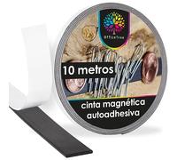 OfficeTree 10m Cinta Magnetica Adhesiva - Negro - 12,7mm Ancho Cinta Imantada Adhesiva Fuerte - Cinta Adhesiva Magnetica Adecuada para Carteles y Fotografías - Imanes para Mosquitera - Tira de Iman