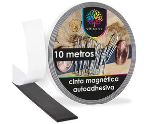 OfficeTree 10m Cinta Magnetica Adhesiva - Negro - 12,7mm Ancho Cinta Imantada Adhesiva Fuerte - Cinta Adhesiva Magnetica Adecuada para Carteles y Fotografías - Imanes para Mosquitera - Tira de Iman
