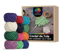 OfficeTree 12 cordones de colores - Juego de cuerdas multicolor, cinta de yute para manualidades, decoración, embalaje, hogar o jardín