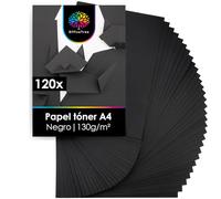 OfficeTree 120x Cartulina Negra A4 130g - Cartulinas Negras A4 para Manualidades - Folios Negros para Pintura y Scrapbooking - Papel Negro - Papel de Color Negro