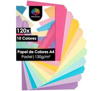 OfficeTree 120x Folios de Colores y Pastel A4 130g - 10 Colores - Cartulinas para Manualidades, Plegado e Impresión