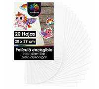 OfficeTree 20x Lamina Plastico Magico Imprimible 20 x 29 cm - Papel Magico Horno con Plantillas Descargables - Láminas de Plástico Mágico para Manualidades Joyas o Llaveros - Shrink Plastic