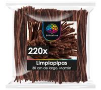OfficeTree 220 limpiadores de pipas marrón - Alambre de chenilla - Limpiador de pipas para manualidades - Alambre de limpieza flexible y estable - Felpa flexible
