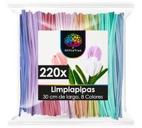 OfficeTree 220 limpiapipas para manualidades pastel - 8 colores - 30 cm de largo - Limpiador de pipas multicolor para manualidades para flores DIY - Limpiador de pipas pastel - Peluche flexible