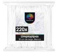 OfficeTree 220 x limpiador de tuberías blanco, 30 cm, hilo de chenilla, blanco, para manualidades, flexible y estable