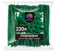 OfficeTree 220 x Limpiapipas Verde - 30 cm - Limpia Pipas - Flexible y Moldeable - Pipe Cleaner Crafts