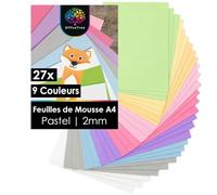 OfficeTree 27x Goma EVA A4 Pastel - 9 Colores - 2 mm - Gomaespuma no Autoadhesivo - Termoformable - Goma EVA Manualidades per Hobby Creativo, Scrapbooking y DIY