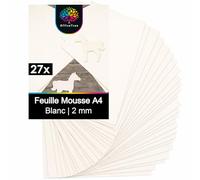 OfficeTree 27x Goma EVA Blanca 2 mm A4 - no Autoadhesiva - Termoformable - Goma Espuma Blanca para Manualidades, DIY, Decoración y Cosplay - Plancha Espuma - Craft Foam Board